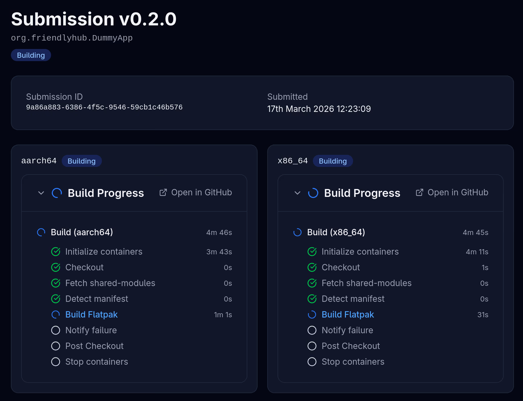 Build status and logs