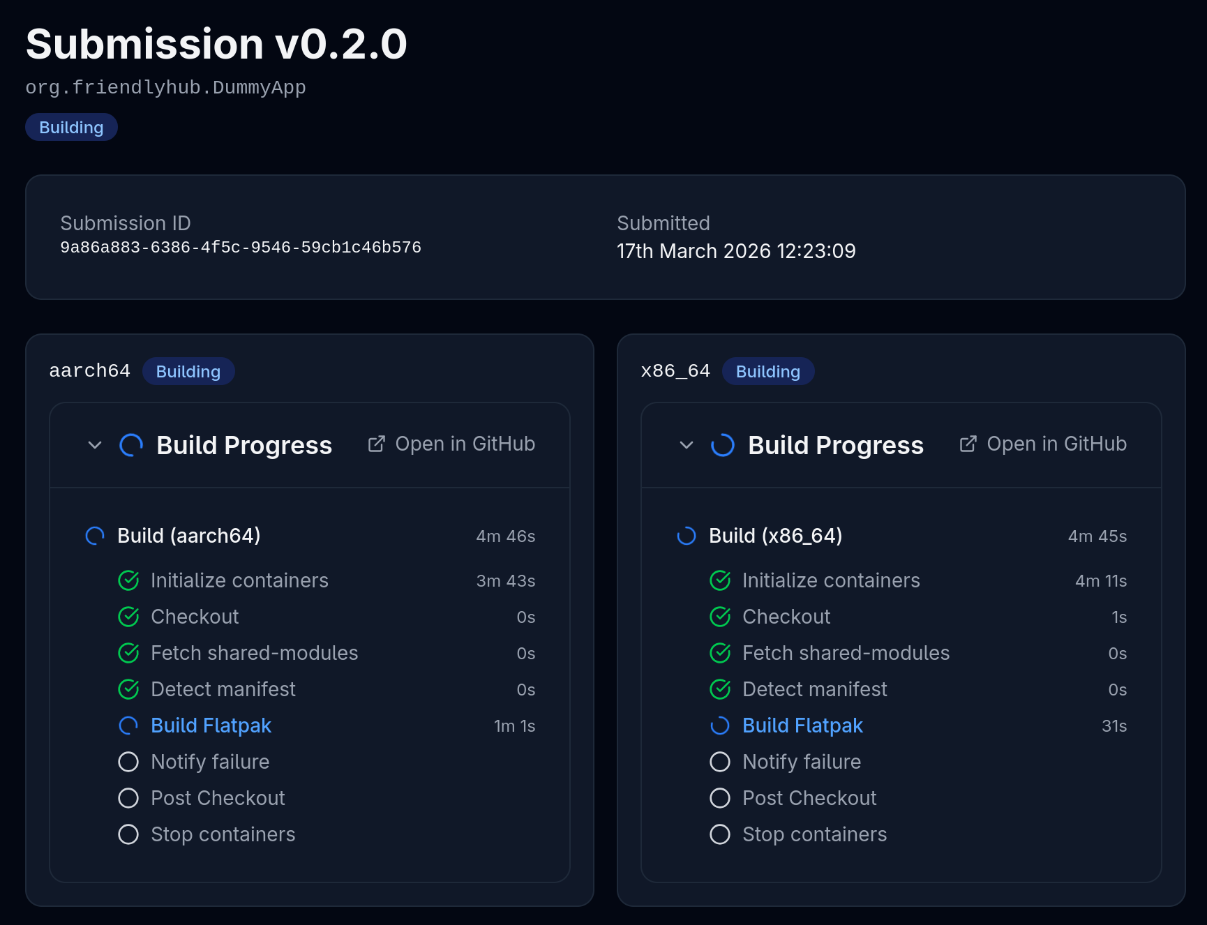 Build status and logs