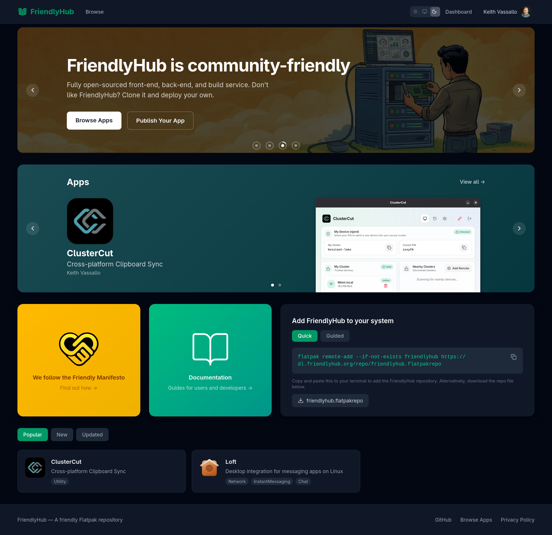 FriendlyHub storefront