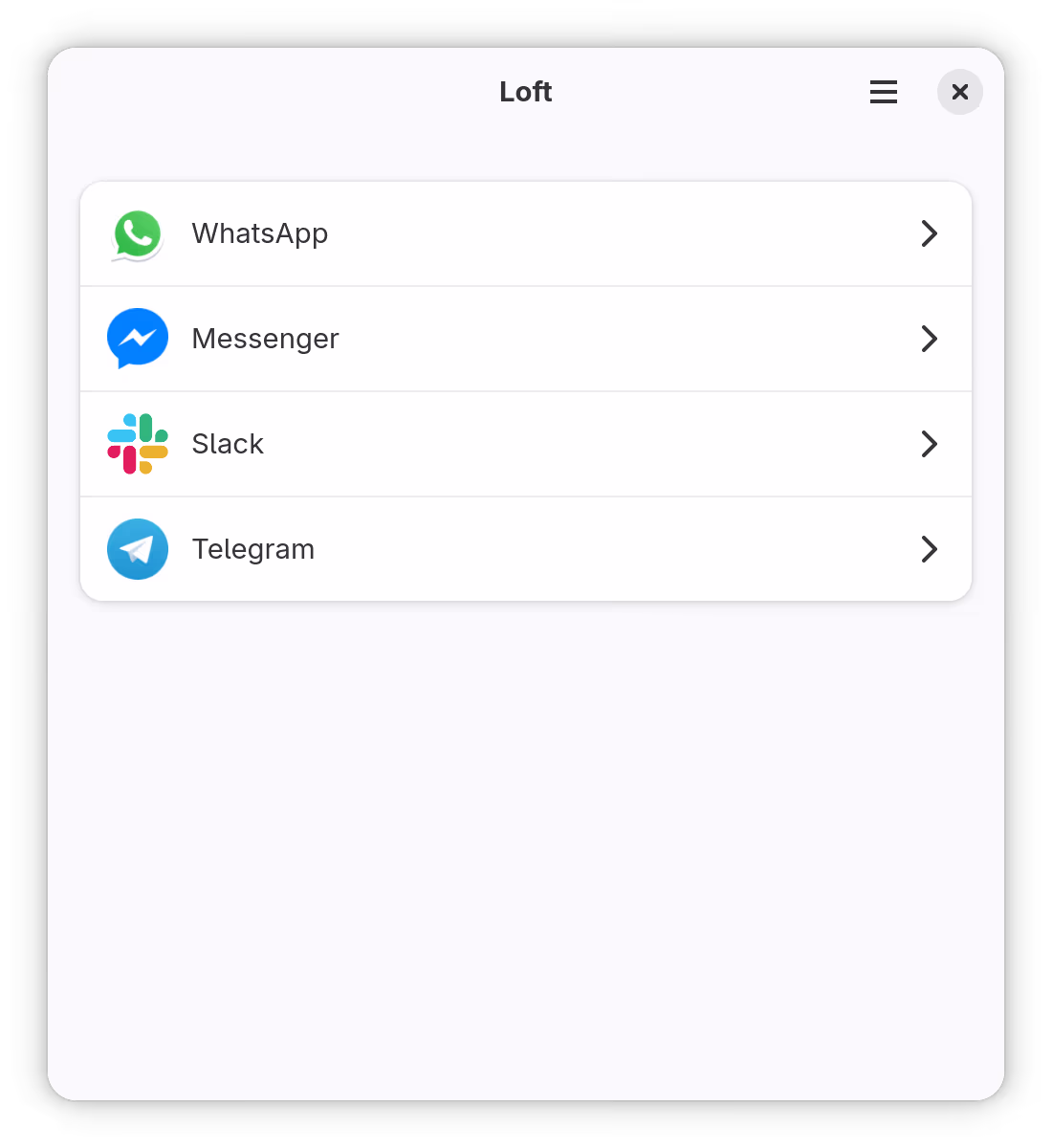 Loft manager UI (light mode)