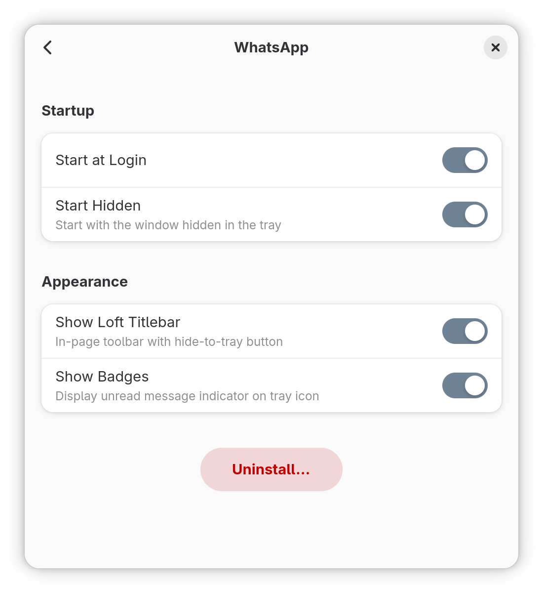 Per-app service settings